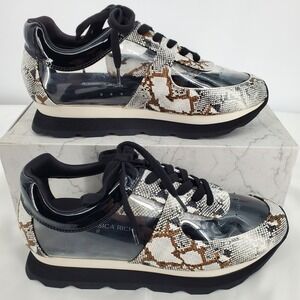 Jessica Rich Transparent Sneaker Gold Snake Clear Black Platform Shoes Size 39=9